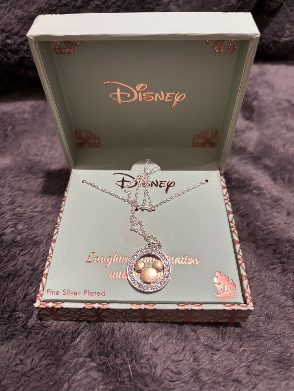 Disney Two-Tone Mickey Pendant Necklace - Silver & Gold Accents NWT